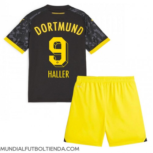 Camiseta Borussia Dortmund Sebastien Haller #9 Segunda Equipación Replica 2023-24 para niños mangas cortas (+ Pantalones cortos)